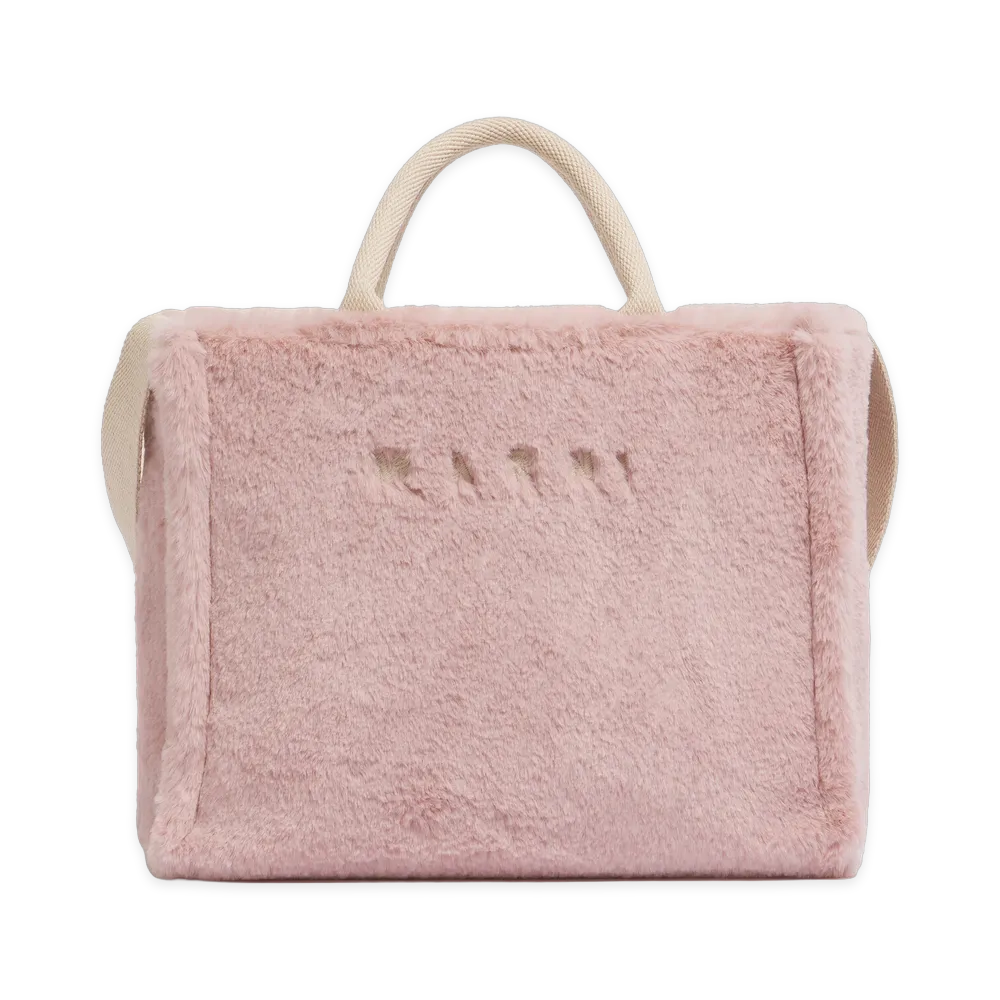 MARNI Women's Faux Fur Basket Shopper "Light Pink"