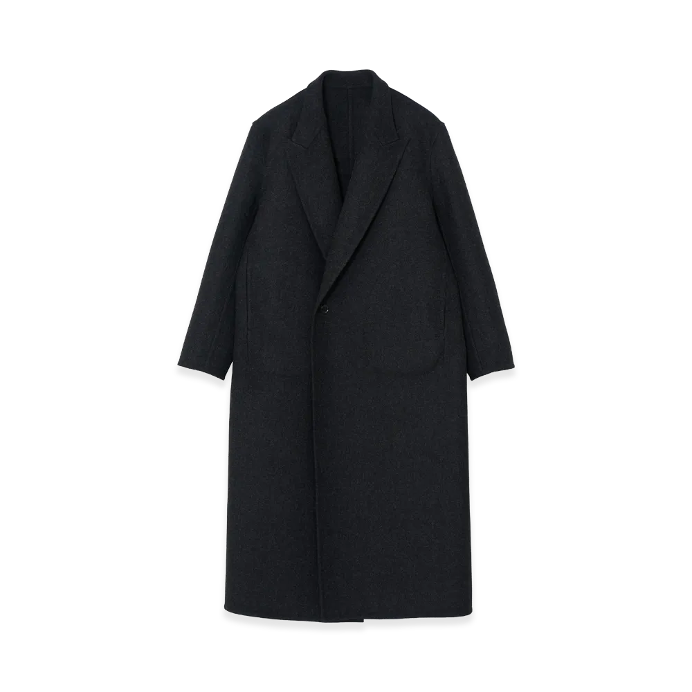 YOKE Wool Cashmere Long Rever Coat "Charcoal"