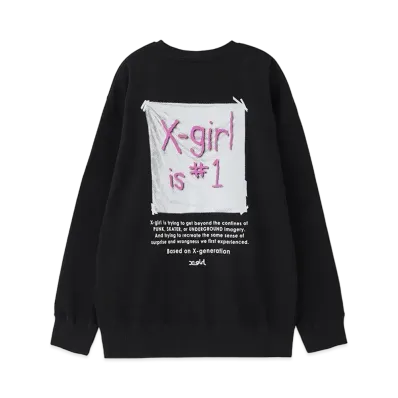 X-Girl Flag Big Sweat Top "Black"