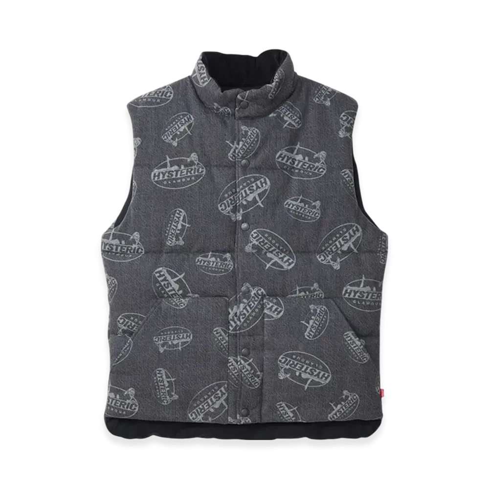 HYSTERIC GLAMOUR Oval Woman Pattern Denim Vest "Black"