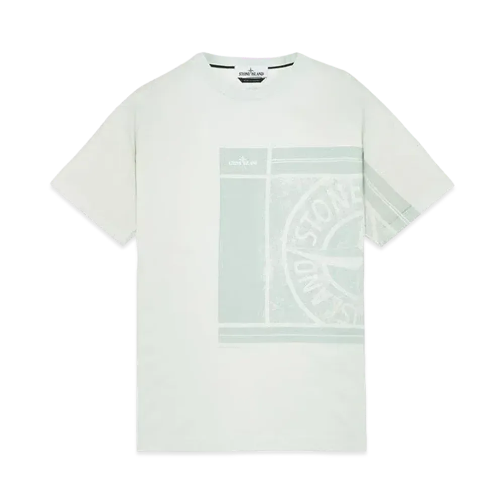 Stone Island 2NS81 COTTON JERSEY, 'MOSAIC FOUR' PRINT, GARMENT DYED_SLIM FIT "Light Green"