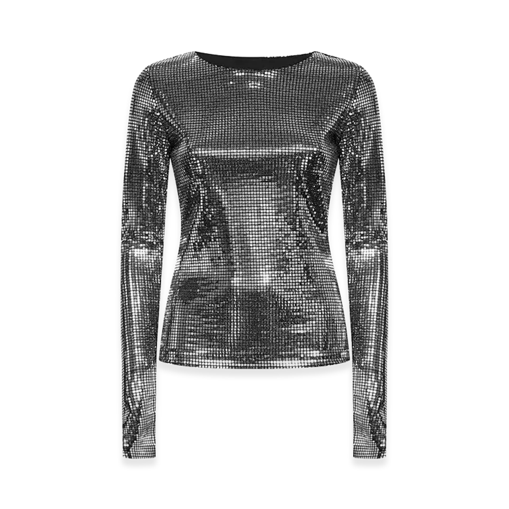 MM6 Maison Margiela Women's Long-Sleeved Top "Silver"
