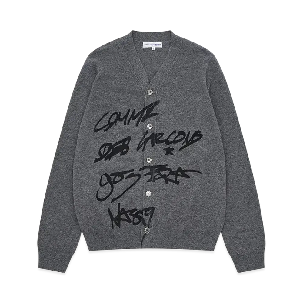 COMME des GARCONS SHIRT x ASAP Nast Script V Neck Cardigan "Gray"
