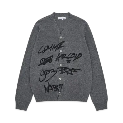 COMME des GARCONS SHIRT x ASAP Nast Script V Neck Cardigan "Gray"