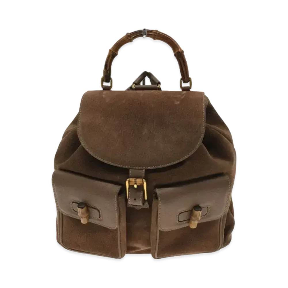 GUCCI Backpack Bamboo Suede "Brown"
