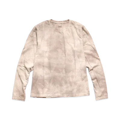 KAPITAL 18.5 / TENGU MURA-DYED CREW LONG T "Beige Pink"