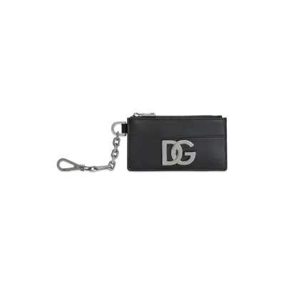 Dolce&Gabbana Card Case Calfskin DG Logo "Black"