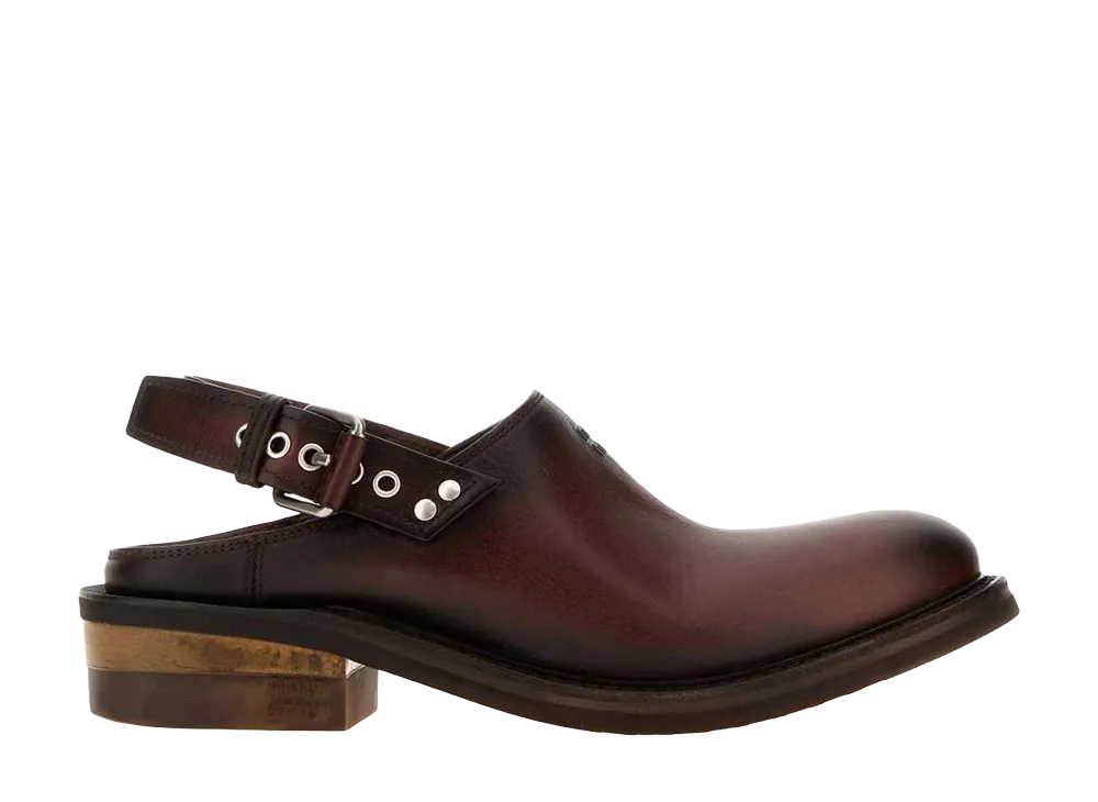 MIU MIU Women's Foule Leather Mules "Coffee"