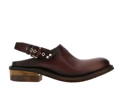 MIU MIU Women's Foule Leather Mules "Coffee"