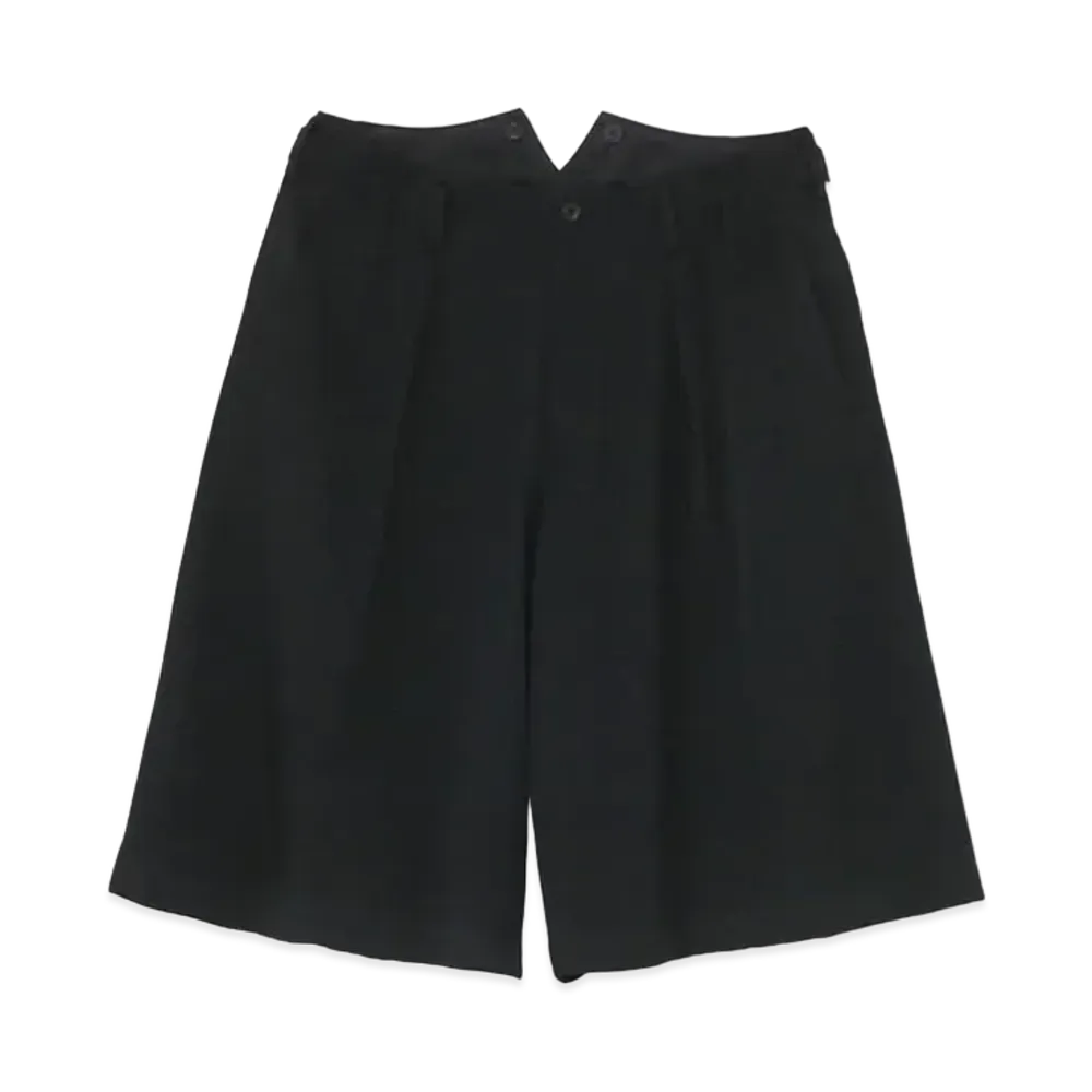 Yohji Yamamoto Pour Homme W/GABARDINE BUTTON HALF PANTS "Black"