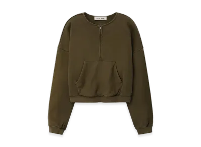 FEAR OF GOD ESSENTIALS Women's French Terry Relaxed Half Zip "Washed Moss"
