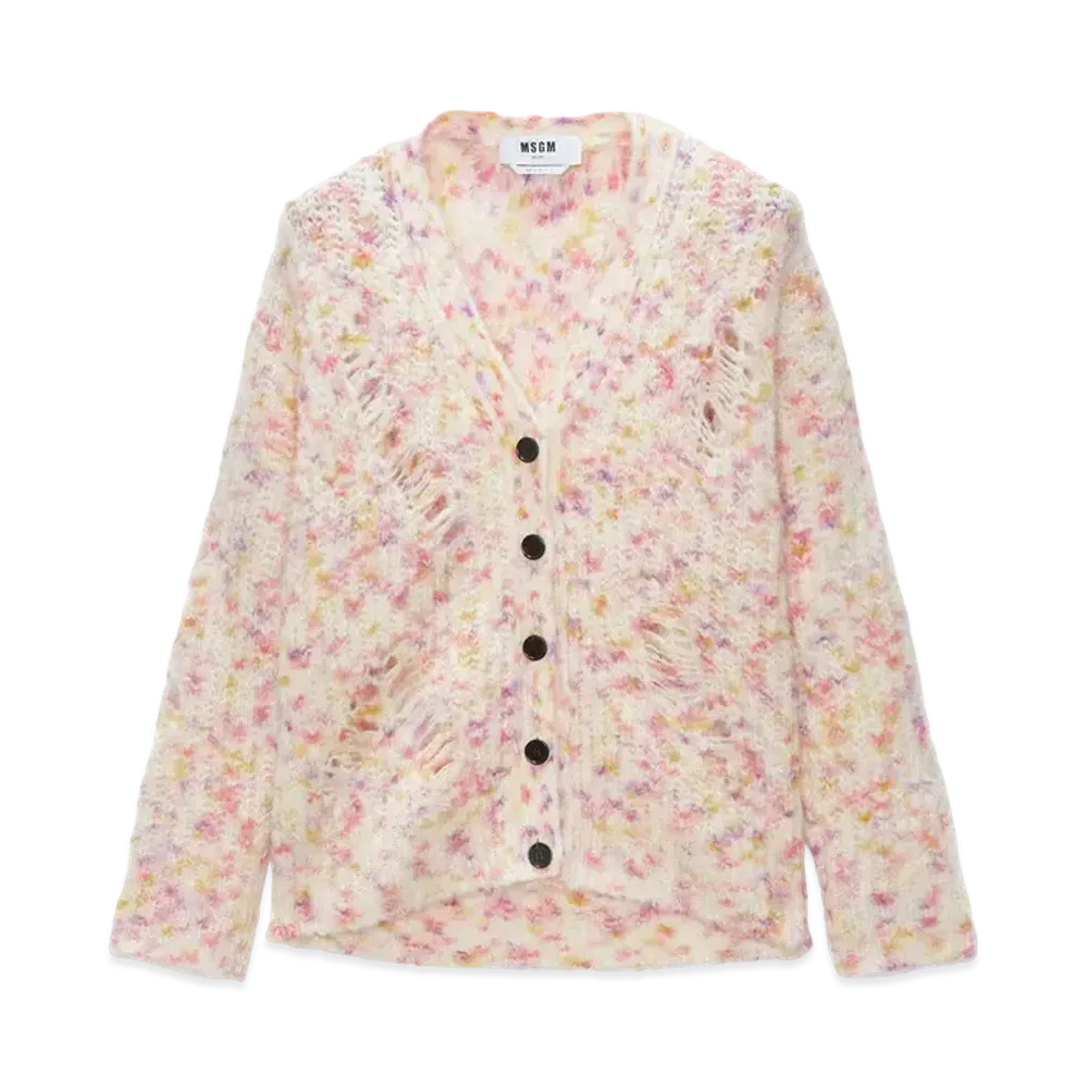 MSGM Multicolor Alpaca And Wool Cardigan "Pink"