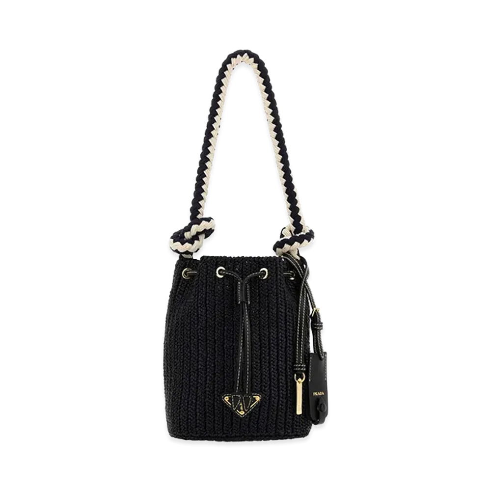PRADA Women's Crochet Mini Bucket Bag "Black"