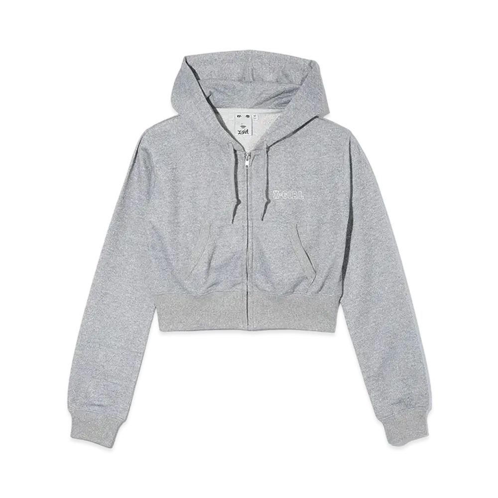 X-Girl Glitter Sweat Zip Up Top "Grey"