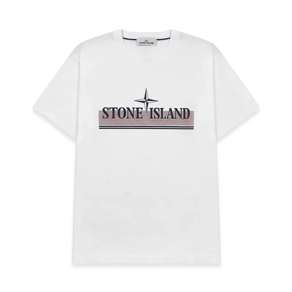 Stone Island 2NS92 30/1 Cotton Jersey Tricromia One Print Garment Dyed T-Shirt - 22SS "White"