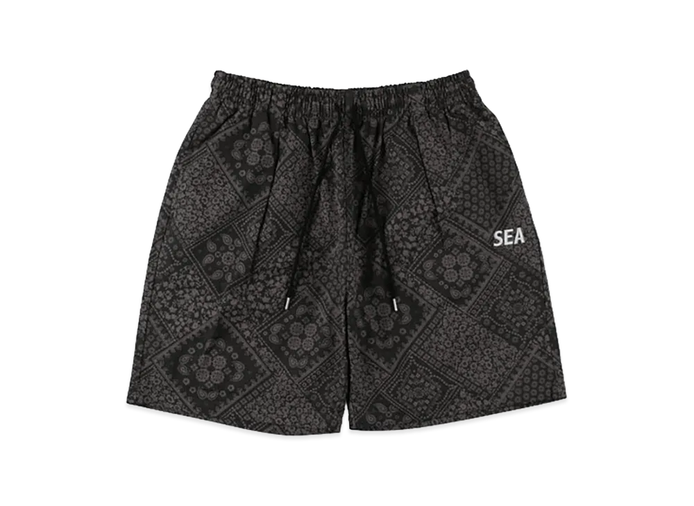 WIND AND SEA Pattern Logo Shorts "Black Paisley"