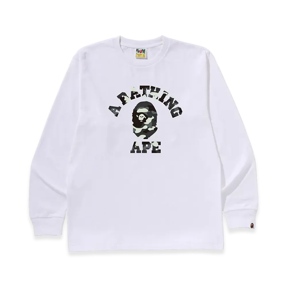 A BATHING APE College LS Mens "White"
