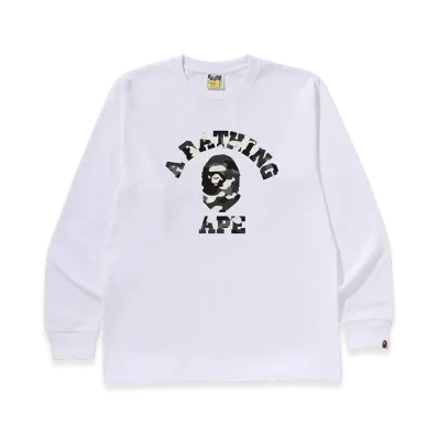 A BATHING APE College LS Mens "White"