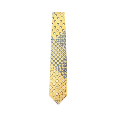 BEAMS Silk Tie Paisley Geometric Print "Yellow"