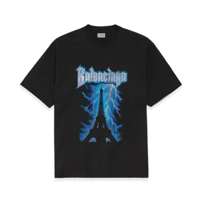BALENCIAGA Paris Thunderstorm Oversized T-Shirt "Black"