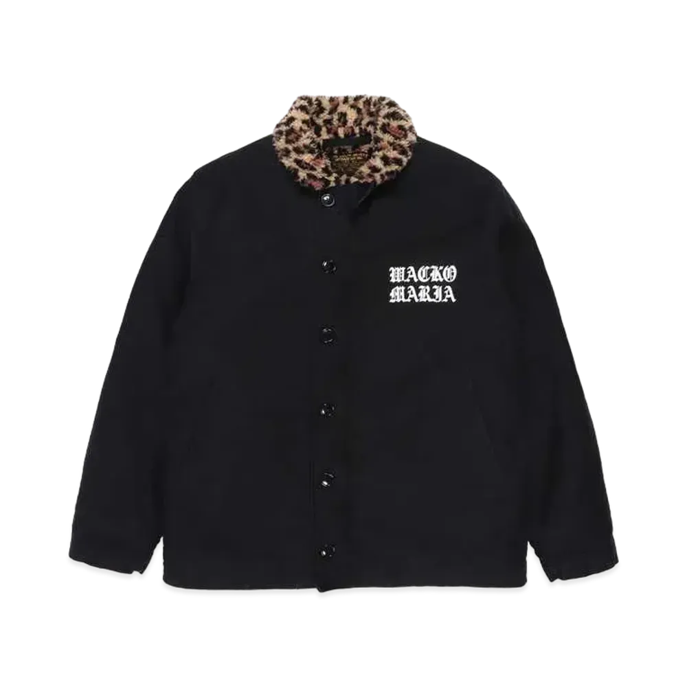 WACKO MARIA Leopard Boa Deck Jacket "Black"