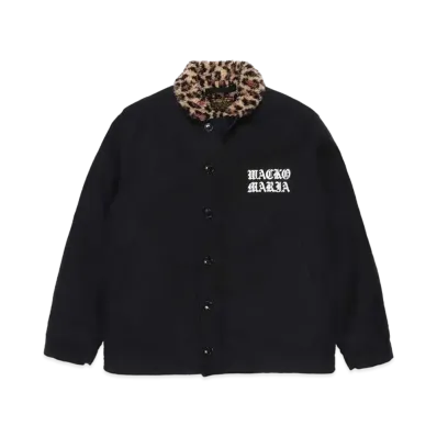 WACKO MARIA Leopard Boa Deck Jacket "Black"