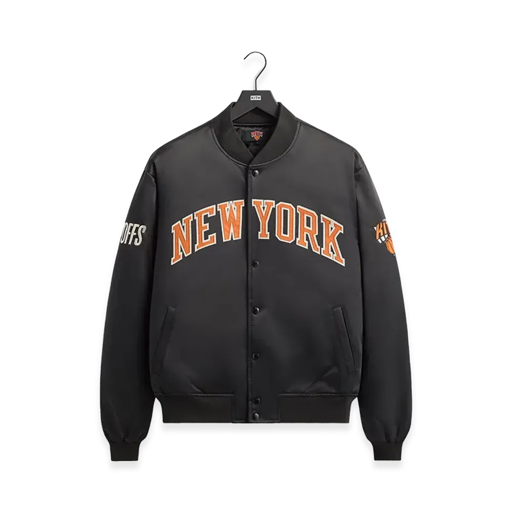 Kith x The New York Knicks Playoffs Satin Bomber Jacket "Black"