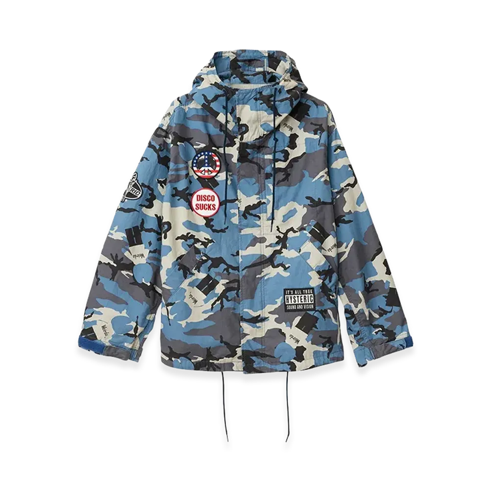 HYSTERIC GLAMOUR DISCO SUCKS Patch Hooded Jacket "Blue"