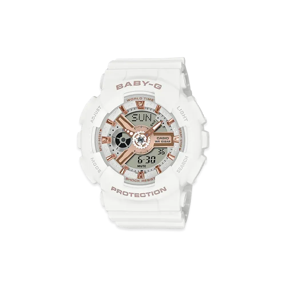Casio G-Shock BA-110 Analog-Digi L Watch "White/Comb"