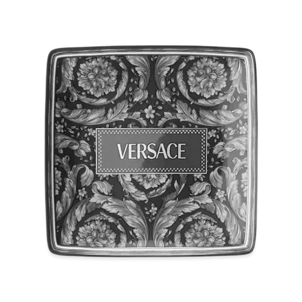 Versace Barocco Square Plate 4.5" "Black"