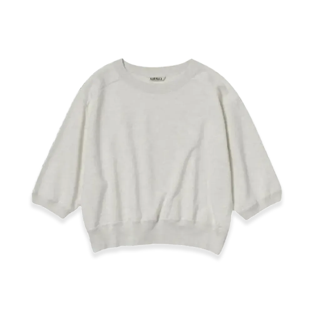 AURALEE Light Flowy Sweat Half Sleeve Pullover "Top Light Gray"