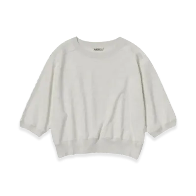 AURALEE Light Flowy Sweat Half Sleeve Pullover "Top Light Gray"