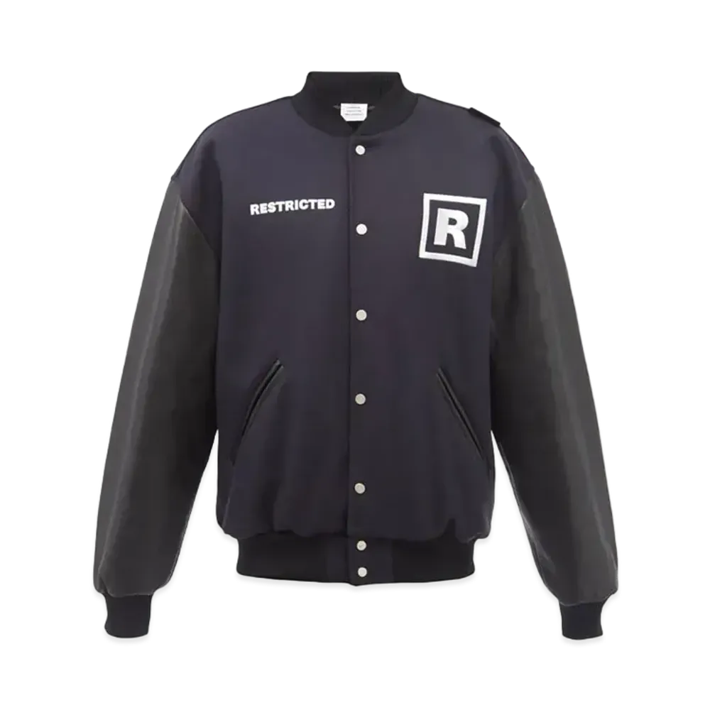VETEMENTS 18+ RESTRICTED COLLEGE JACKET "Navy"