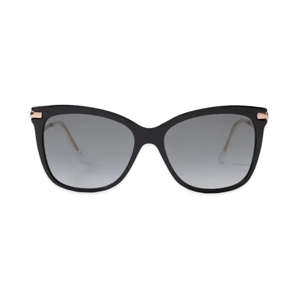 Jimmy Choo Steff Square Frame Sunglasses With Wavy Temple "Copper Gold Black"