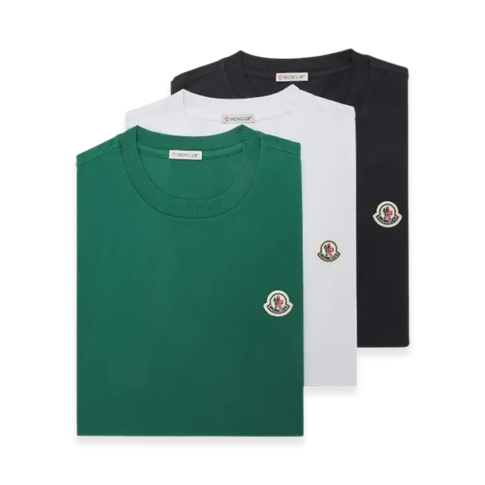 MONCLER Logo Patch Cotton T-Shirt (Pack Of Three) "Multi"
