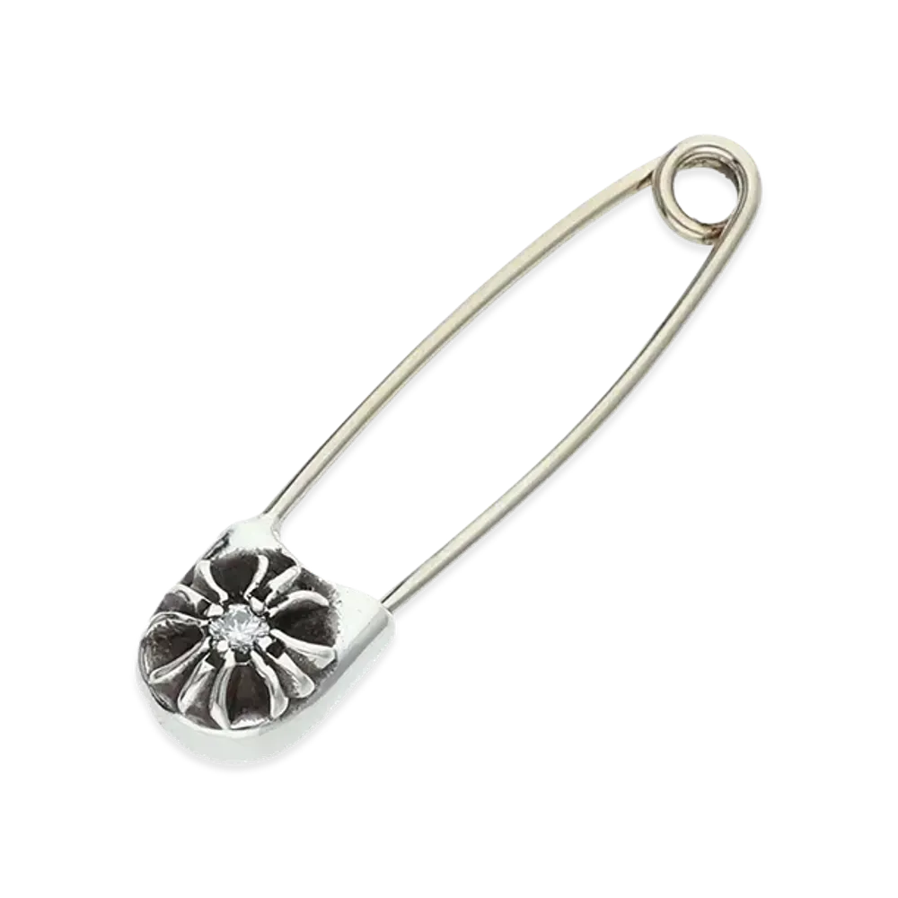 Chrome Hearts Small Safety Pin 1P Diamond "Silver"