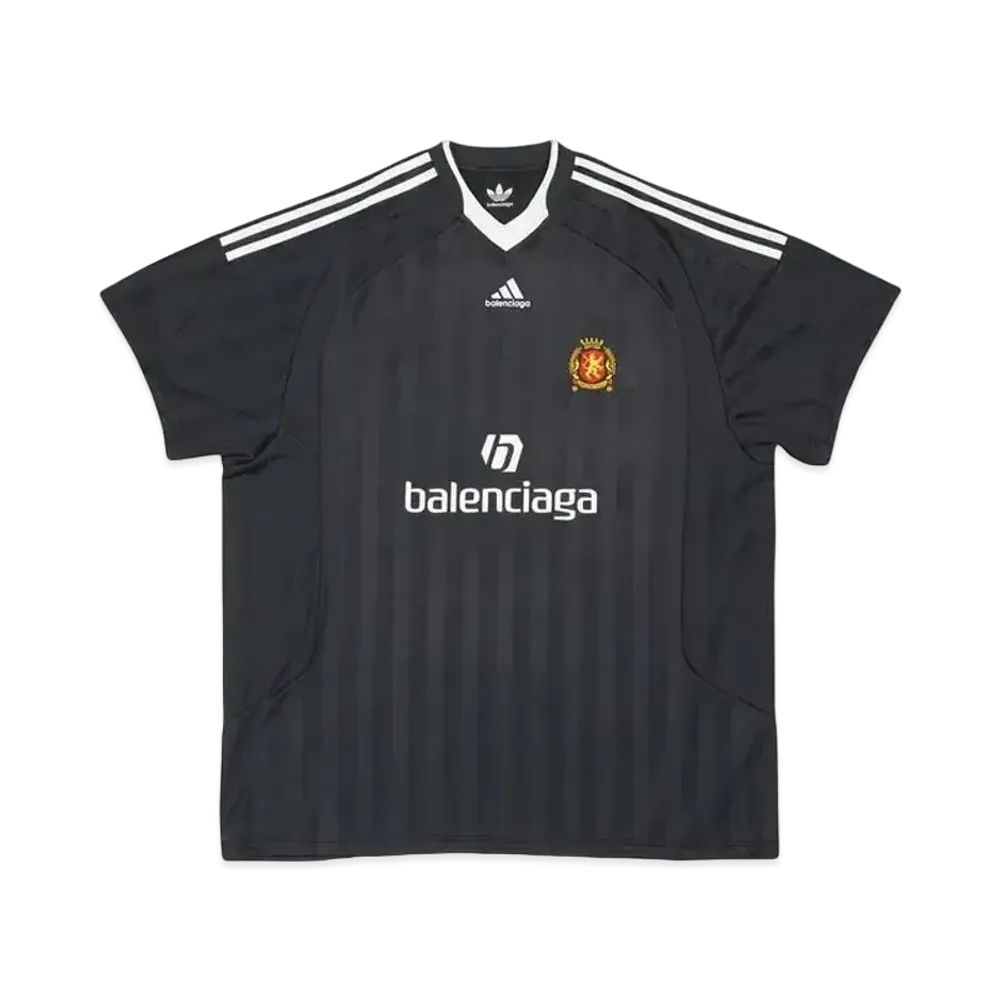 BALENCIAGA x Adidas Logo Print Football T-Shirt "Black"
