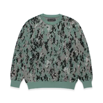 WACKO MARIA Digital Camo Jacquard Knit Sweater "Green"