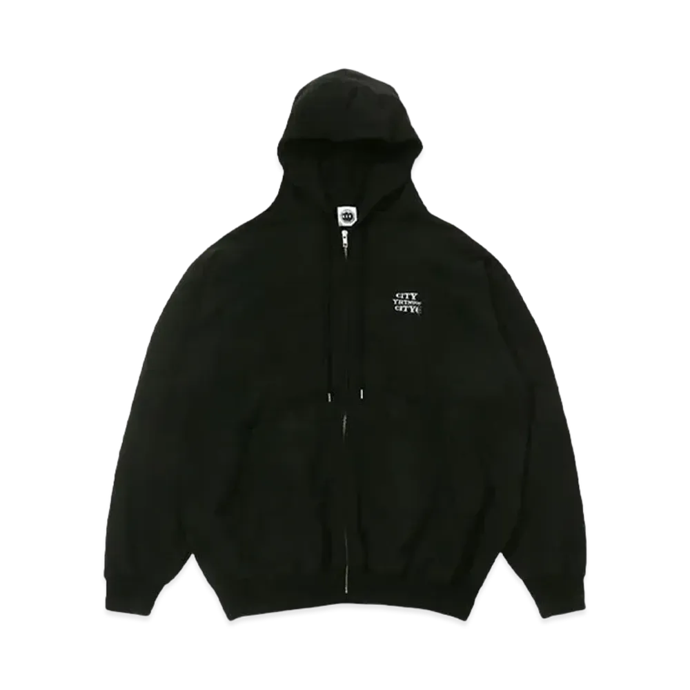 CITY COUNTRY CITY EMBROIDERED LOGO ZIP UP COTTON HOODIE SOUND CITY COUNTRY CITY "BLACK"