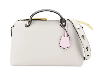 FENDI By The Way Midyam Leather Boston Bag "Light Gray"
