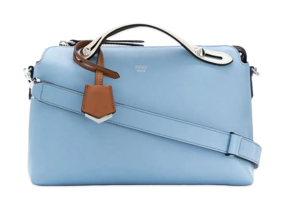 FENDI By The Way Midyam Leather Boston Bag "Light Blue"