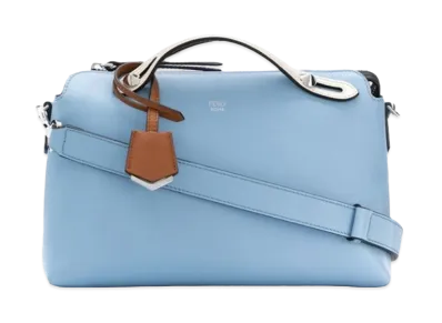 FENDI By The Way Midyam Leather Boston Bag "Light Blue"