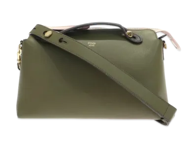FENDI By The Way Midyam Leather Boston Bag "Khaki Green"