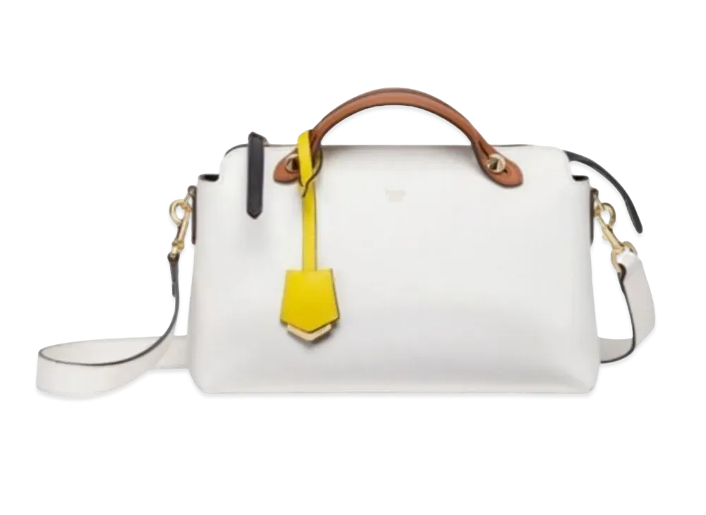 FENDI By The Way Midyam Leather Boston Bag "White"