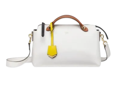 FENDI By The Way Midyam Leather Boston Bag "White"