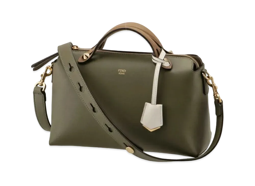 FENDI By The Way Midyam Leather Boston Bag "Green"
