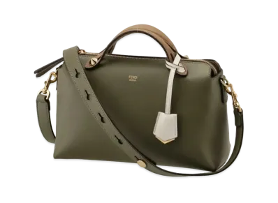 FENDI By The Way Midyam Leather Boston Bag "Green"