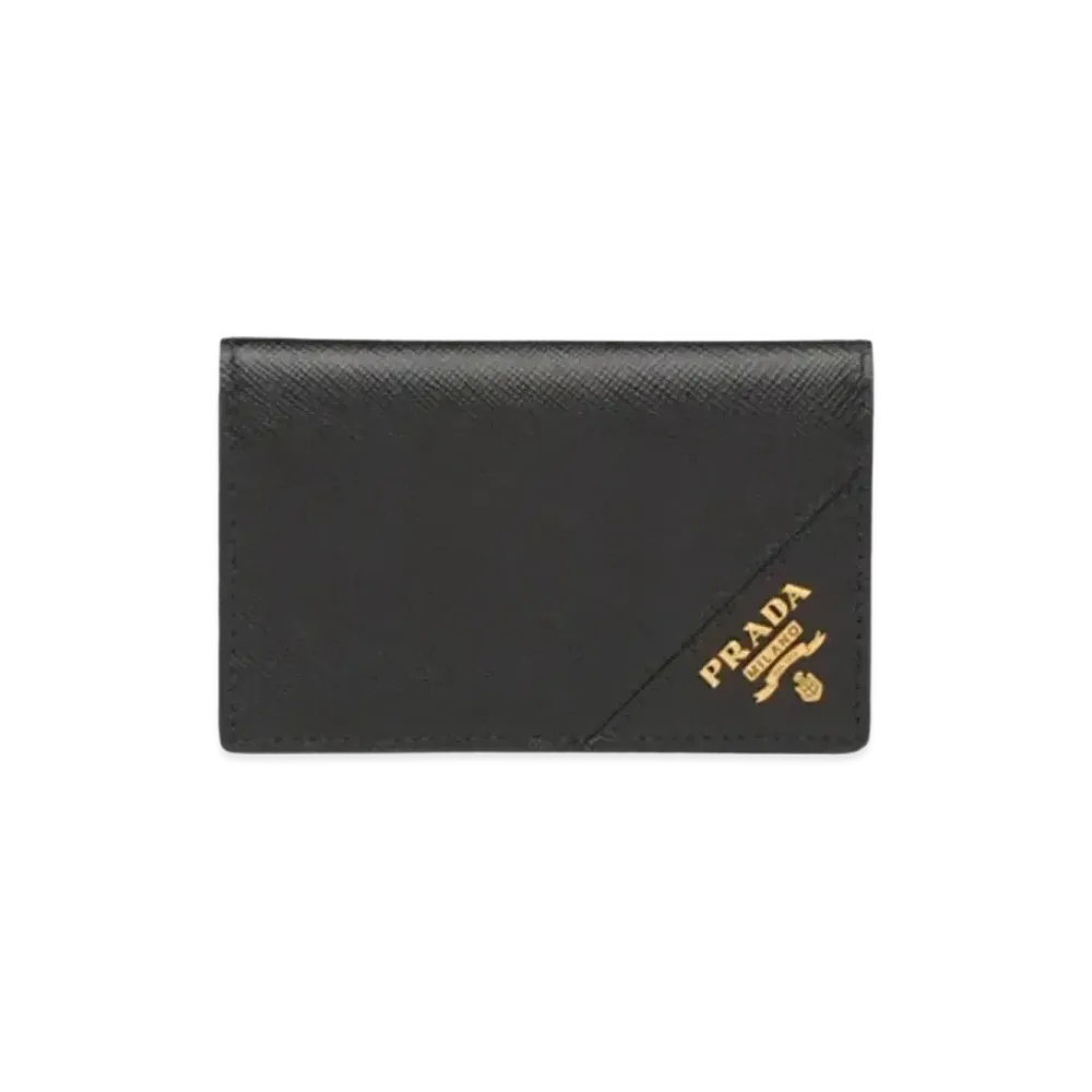 プラダ サフィアーノレザー カードホルダー "ブラック/ゴールド" 2MC122 QME F0632
