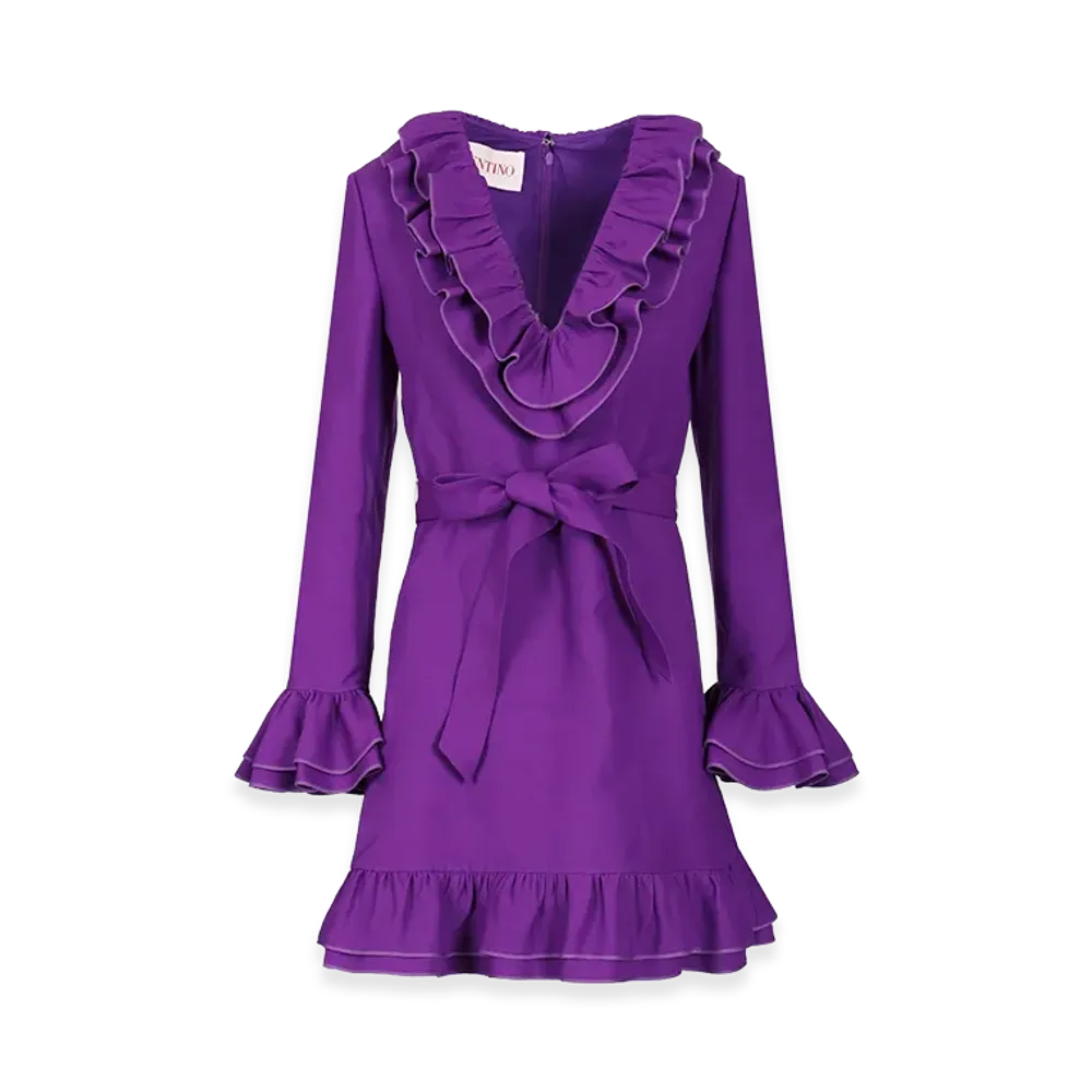 Valentino Women's Crepe Couture Mini Dress "Violet"
