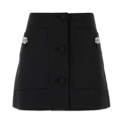 PRADA Women's Wool Mini Skirt "Black"